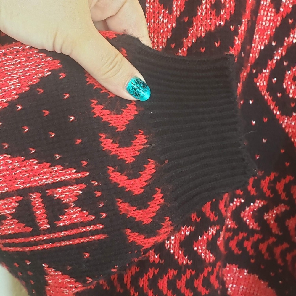 Glamour Knit Pullover Crew Sweater Red and Black Vintage Women's Small Casual - Picture 3 of 8